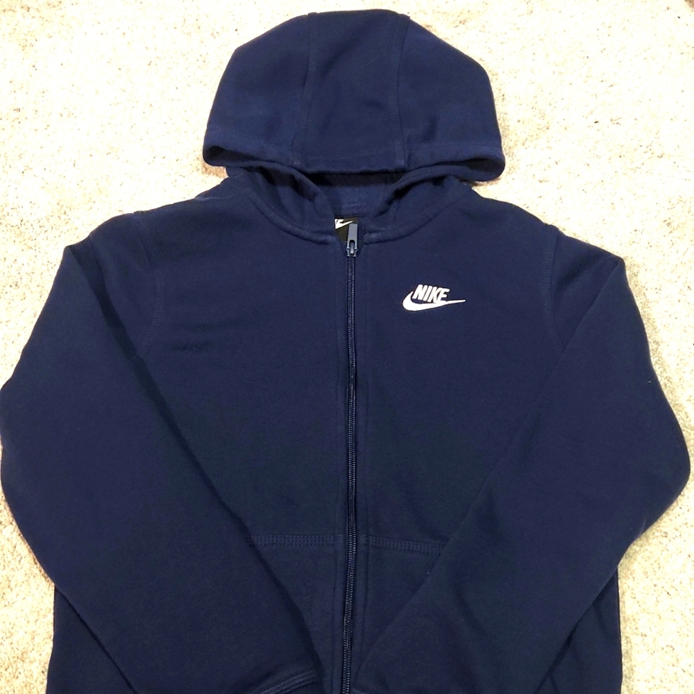 Nike Sportswear Club Fleece Full-Zip Youth Hoodie (Navy)